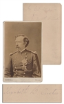 George Custer Cabinet Card, Inscribed by General Custers Wife to Medal of Honor Recipient Colonel George Gillespie